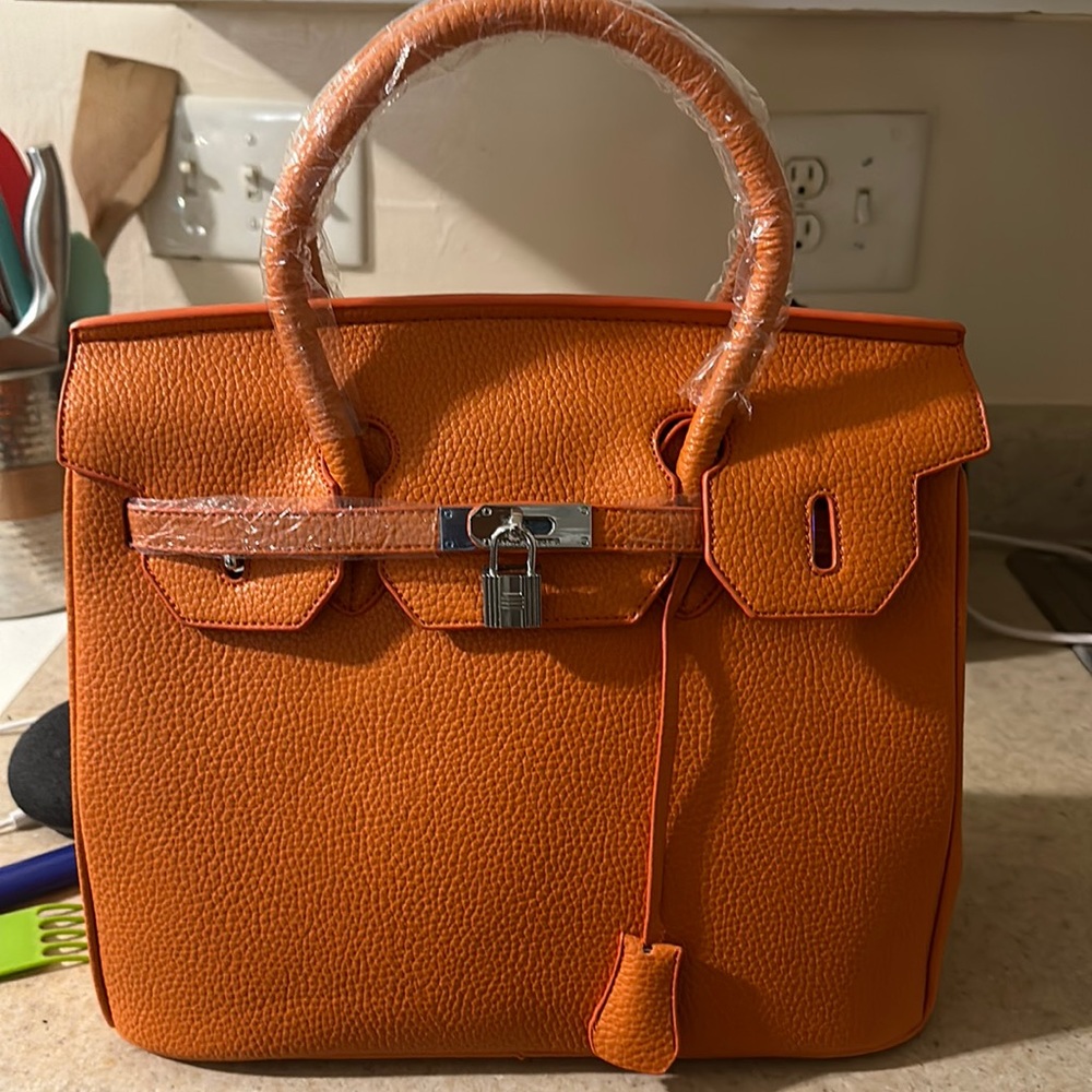 Orange Key Lock Purse
